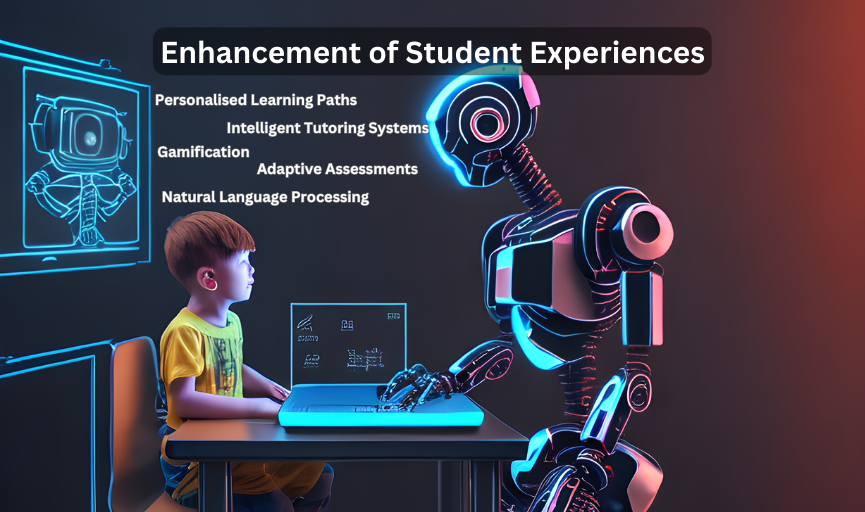 futuristic visualization of AI-powered learning ecosystem with personalized career paths and predictive skill recommendations