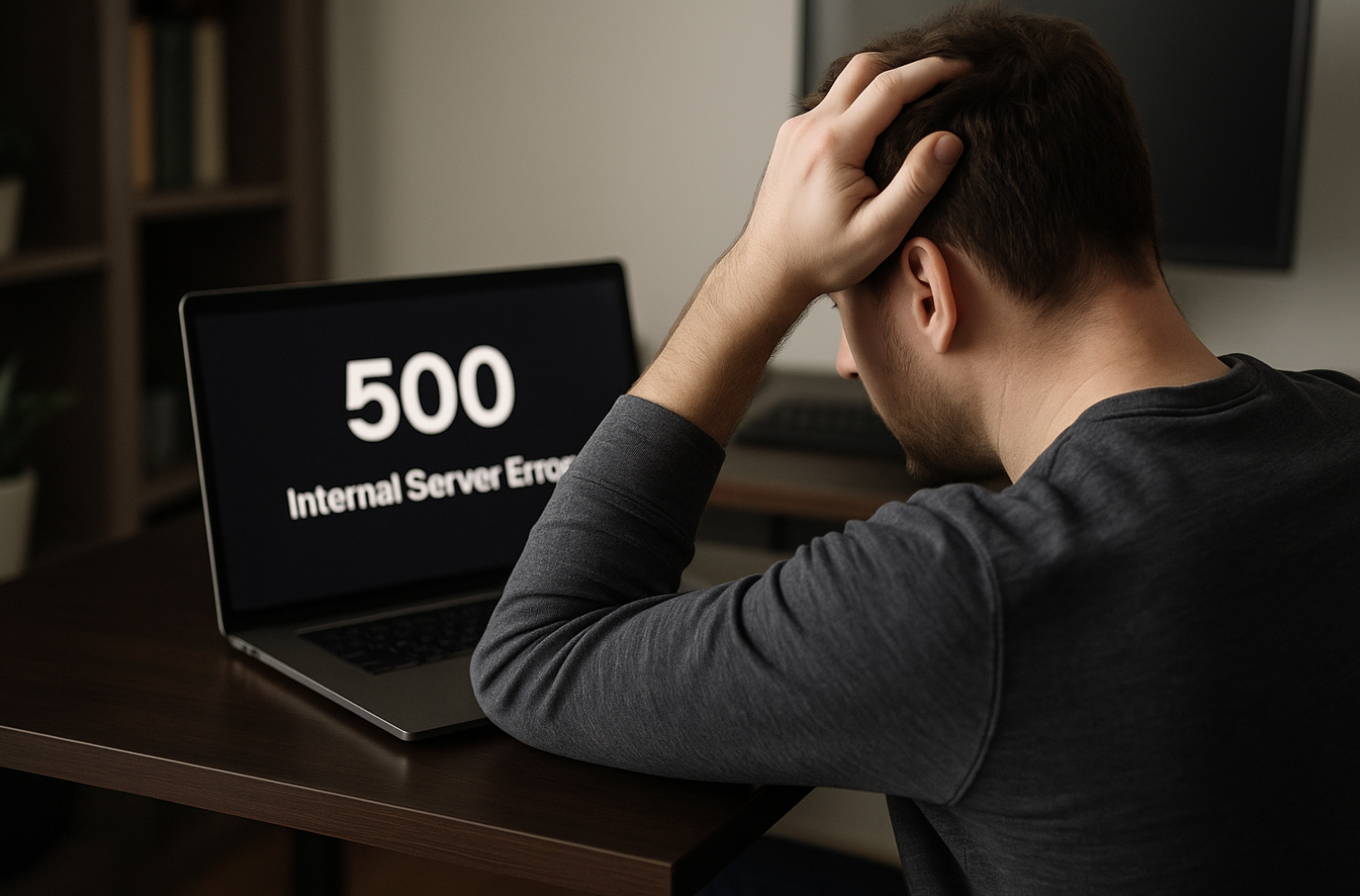 A person sitting at a desk with his hand on his head AI-generated content may be incorrect.